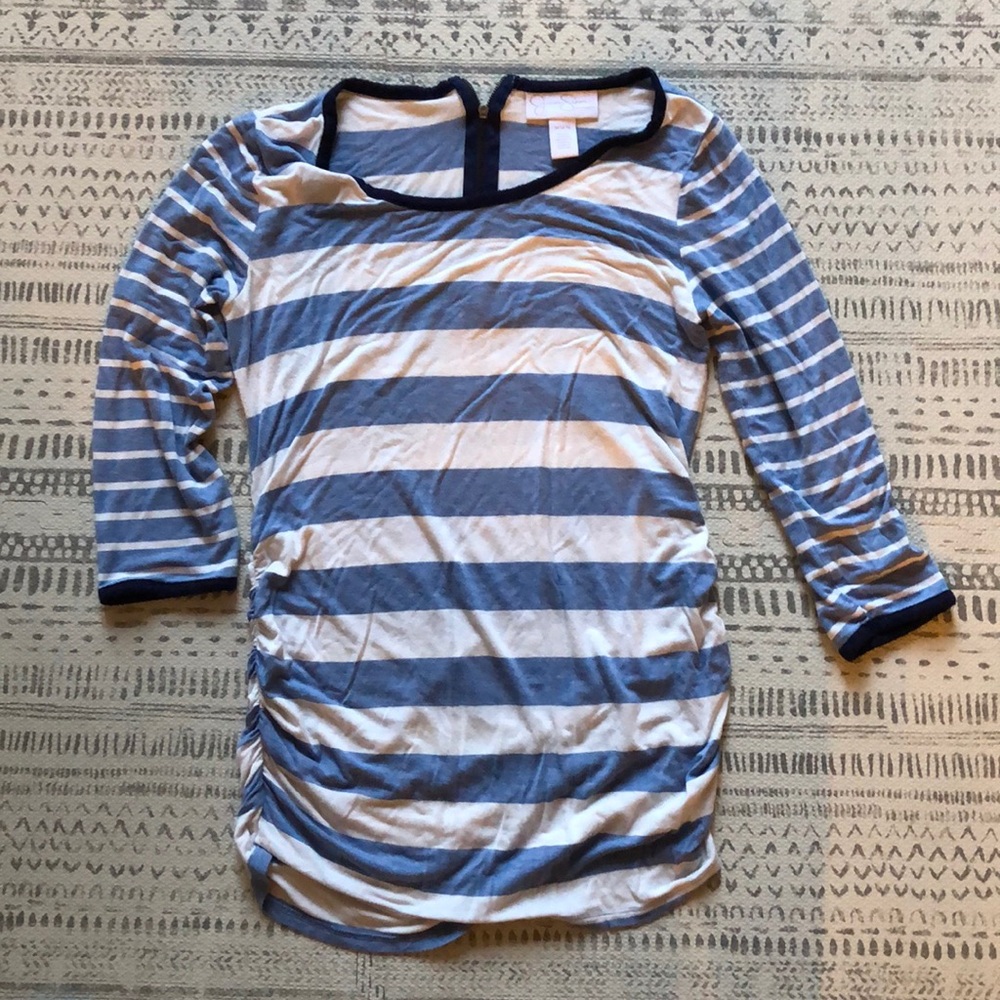 Blue and white striped 3/4 sleeve